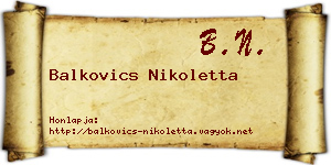 Balkovics Nikoletta névjegykártya